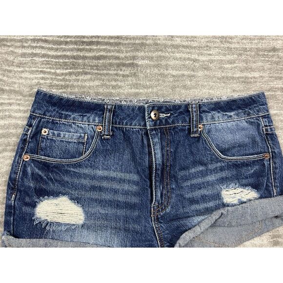 Forever 21 Shorts Womens 27 Blue Dark Wash‎ Cut Off Distressed Casual - Picture 2 of 11